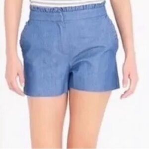 J. Crew Denim Blue Ruffle-Pocket Tailored Shorts in Size 6